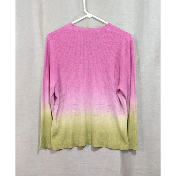 Sigrid Olsen Women's XL WICKED Pink Green Top Lightweight Knit Silk Linen Blend - Picture 2 of 16